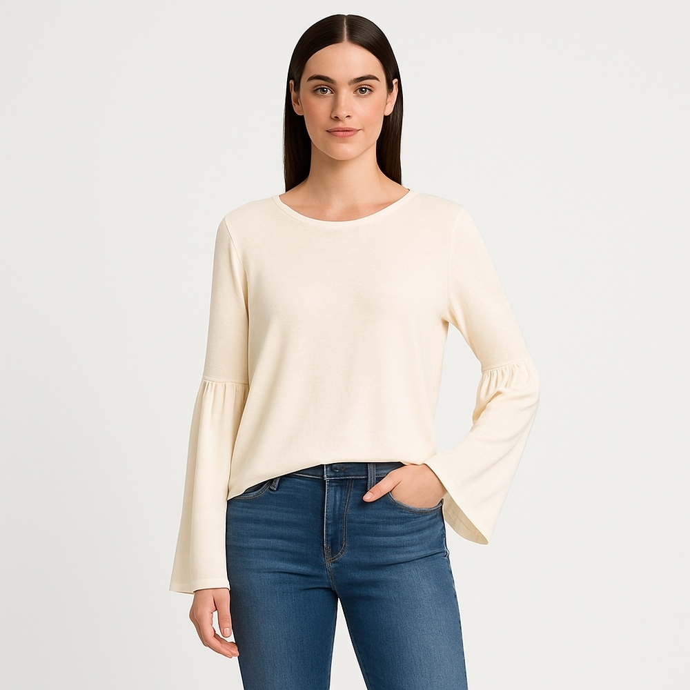 H by Bordeaux Cream Drop Bell Sleeve Top